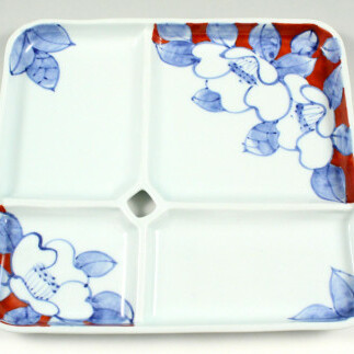 有田焼 One Plate 1+3 椿 (緑 赤) 2枚セット 三光堂 A40-204_イメージ3