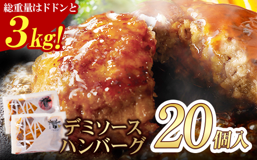 【累計240万個突破！】どっちの ハンバーグ !?デミグラスソース150g×20個セット（ビーフ・合挽 各10個） ハンバーグ 牛肉 豚肉 洋食 ハンバーグ はんばーぐ 大容量 冷凍 人気 ハンバーグ デミソース 手軽 冷凍 3kg おかず 肉 おすすめ ハンバーグ お得 ハンバーグステーキ 味付ハンバーグ