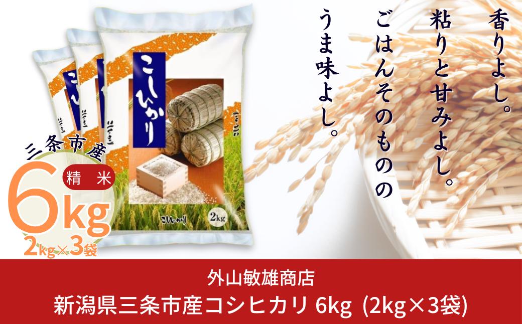 
            コシヒカリ 6kg(2kg×3袋) 新潟県三条市産 精米 こしひかり 令和7年産 [外山敏雄商店]【010S360】
          