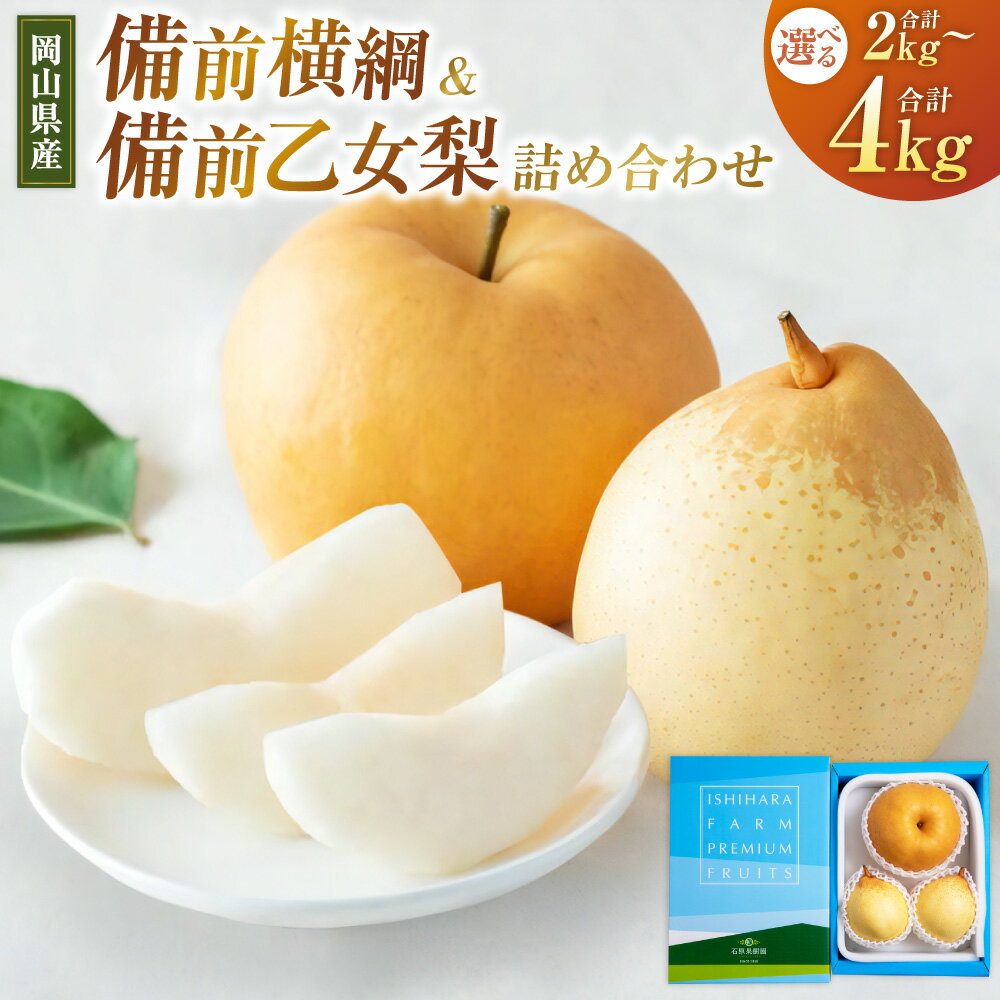 【ふるさと納税】備前横綱・備前乙女梨 詰め合わせ セット〈選べる〉合計 約2kg または 合計 約3kg または 合計 約4kg 梨 なし ナシ フルーツ くだもの 果物 果実 岡山県産 岡山県 美咲町 送料無料 【2025年11月下旬～12月下旬発送予定】