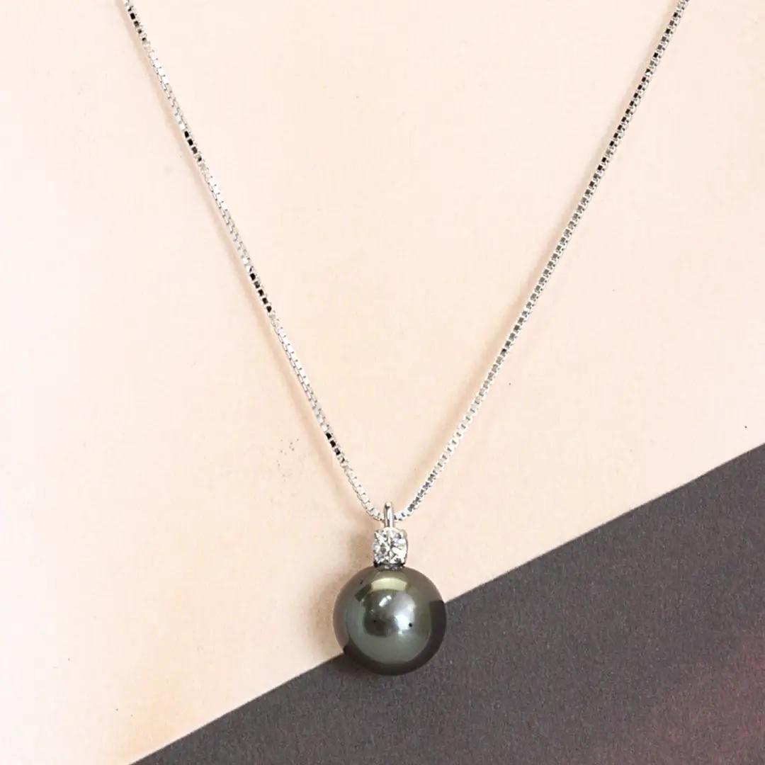 Pt950 黒蝶真珠 ペンダント 11ｍｍ ダイヤ 1石 0.15ct 黒蝶貝 南洋真珠  プラチナ シルバー フォーマル 冠婚葬祭 結婚式 真珠 パール ダイヤモンド ネックレス アクセサリー ギフ
