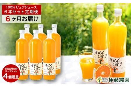 【定期便】伊藤農園 みかんジュース大瓶6本セット(6ヶ月お届け)(B555-1）