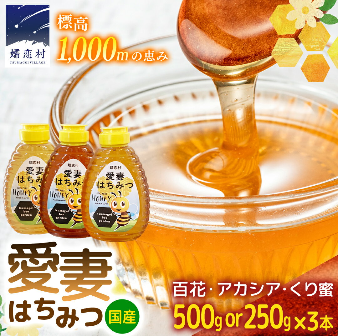 【ふるさと納税】愛妻はちみつ 3種セット（ 百花 ・ アカシア ・ くり ）500g or 250g 【選べる内容量】 はちみつ 国産 ハチミツ 蜂蜜 群馬 ギフト セット