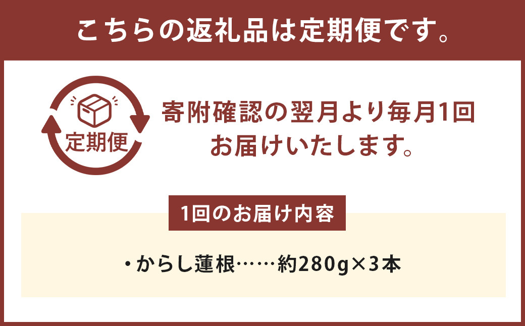 【定期便6回】からし蓮根セット3本