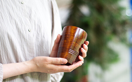 漆こっぷ-曉-壱（赤松・茶）【漆器】 ／ ゆうび 漆塗り 食器 コップ