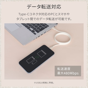 Owltech(オウルテック) 磁力でまとまる PD60W充電／データ転送 USB Type-C to USB Type-C マグネットケーブル　キナリカラー OWL-CBMGCC10-KI【 ケーブ