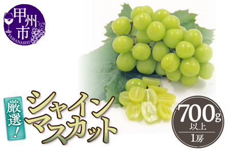 厳選！山梨県甲州市産 シャインマスカット 700g以上（1房）【2025年発送】（THR）A08-810【シャインマスカット 葡萄 ぶどう ブドウ 令和7年発送 期間限定 山梨県産 甲州市 フルーツ 果物】
