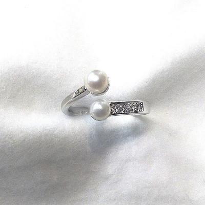 ふるさと納税 伊勢市 リング・ツイン(淡水本真珠・ボタン)SV製　1922