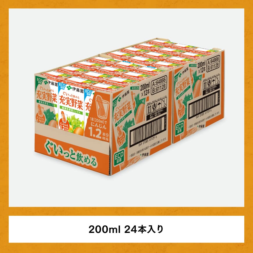伊藤園 充実野菜 緑黄色野菜ミックス（紙パック）200ml×24本【3ヶ月定期便】 【 全3回 伊藤園 飲料類 野菜ジュース 野菜 ジュース ミックスジュース 飲みもの】