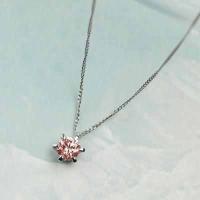 ふるさと納税 大津市 プラチナ900【0.2ct ラボピンクダイヤモンドネックレス】6本たてづめ 優しい輝き ペンダント |  | 01