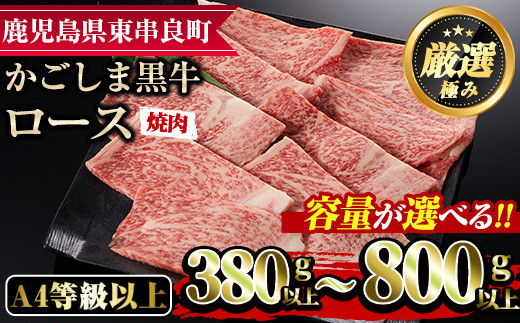 
            ＜容量が選べる！＞鹿児島県産A4等級以上！黒毛和牛ロース焼肉用(380g以上/800g以上) 国産 牛肉 肉 冷凍 ロース 鹿児島 焼肉 BBQ バーベキュー【デリカフーズ】
          