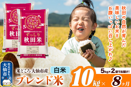 新米 米 令和7年産《定期便8ヶ月》米どころ 秋田県大仙市産 ブレンド米【白米】10kg（5kg×2袋）