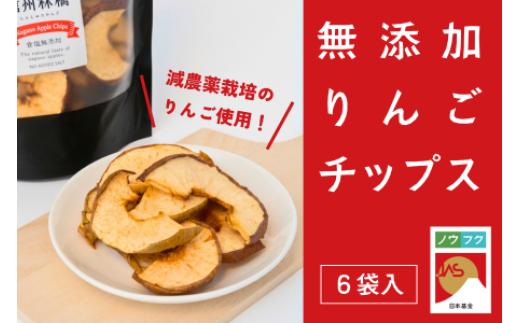 WF14-25A  ノウフク りんごチップス６袋 // 長野県 南信州 松川町産 ドライフルーツ 無添加 減農薬栽培 ノウフクJAS 林檎 リンゴ 農福連携