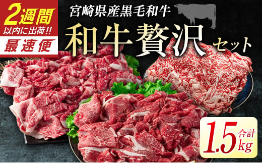 
            宮崎県産黒毛和牛＜新富育ちGyuGyu・切り落とし肉＆ローススライスセット＞合計1.5kg 贅沢和牛セット 肉 牛肉 宮崎県産【C288-24】
          