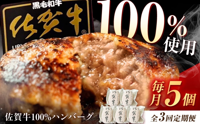 
                  【3回定期便】佐賀牛ハンバーグ 150g×5個（真空・個包装） /MKミート武雄 [UEM008] 佐賀牛 ハンバーグ 牛肉 冷凍 はんばーぐ お惣菜 おかず 小分け 個包装
                
