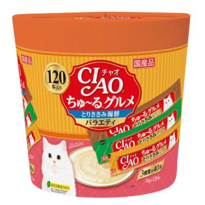 ふるさと納税 静岡市 いなば　猫・CIAOちゅ〜るグルメ　とりささみ海鮮バラエティ　(14g×120本)×4箱
