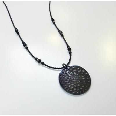 ふるさと納税 和泉市 水牛の透かしオーバルロングネックレス(ブラック)