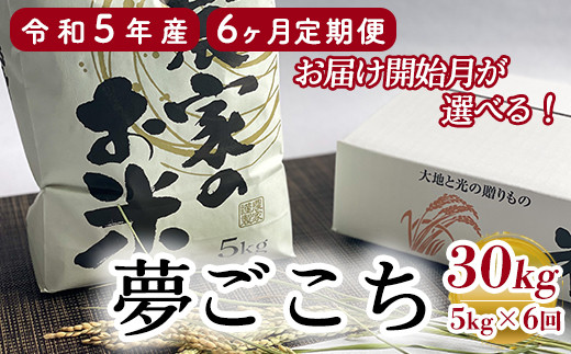 
【 令和5年産 】【 6ヶ月定期便 】特別栽培米 夢ごこち 計30kg 5kg/月 〈 配送月が選べる 〉 玄米可 農家直送 2023年産 [063R5-006]
