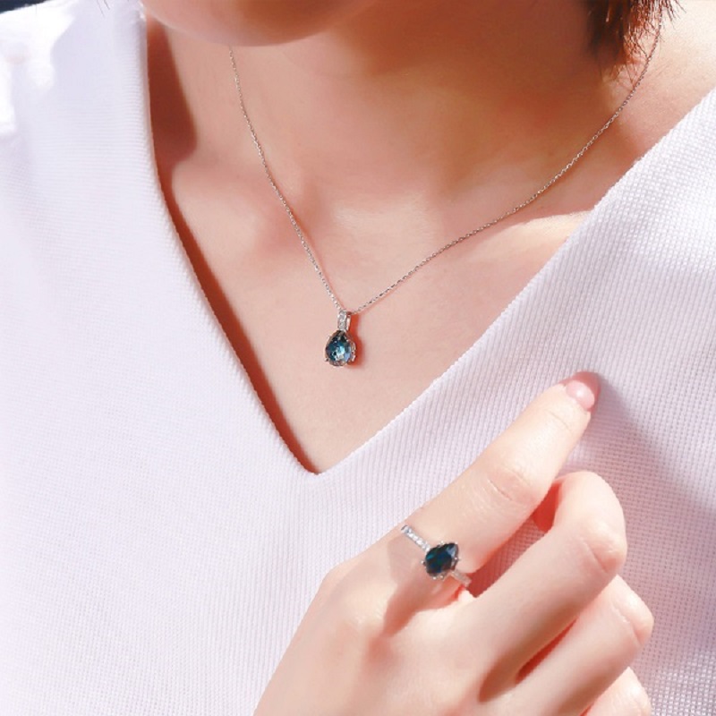 K18WG ロンドンブル－トパーズ ローズカット ダイヤモンドネックレス MINAMOセッティング VO0073PK18WG