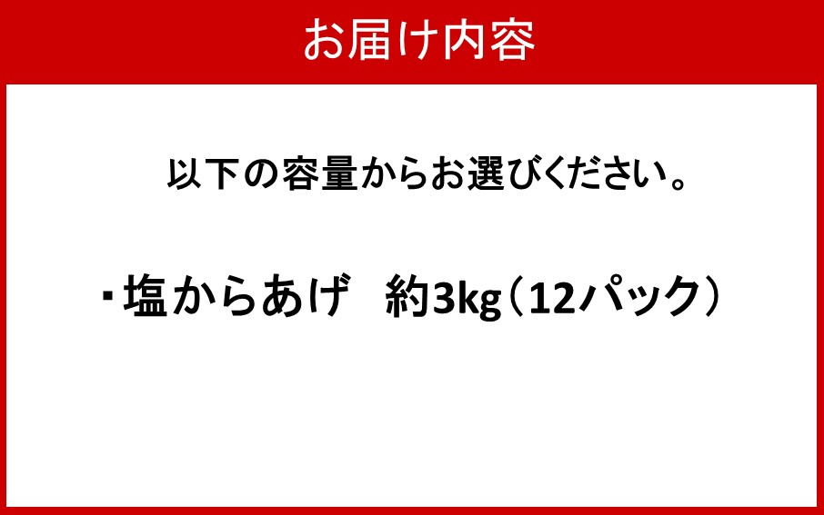 からあげグランプリ金賞受賞！選べる容量 塩からあげ3kg_2660R-3