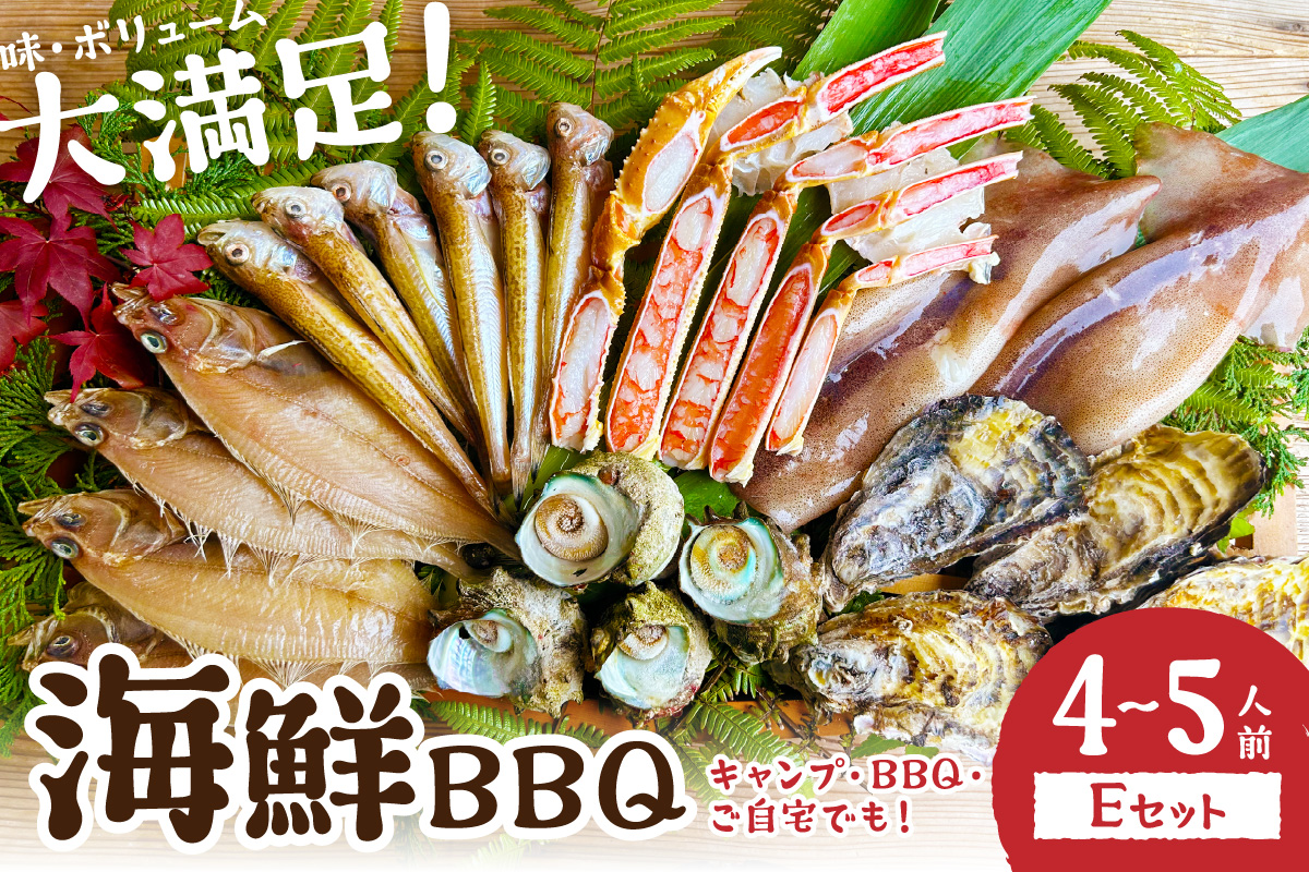 【先行予約】大満足！京丹後・海鮮BBQ　Eセット　豪華盛り合わせ　生ズワイガニ　付　6種21品（4〜5人前）（2025年4月中旬〜発送）