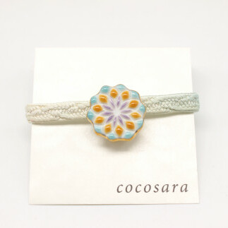cocosara ヴィオラの花を感じさせる・シックな花火の帯留（水色×黄×紫） A10-241_イメージ2
