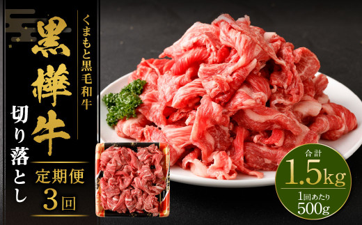 【3回定期便】 黒樺牛 切り落とし500g （500g×1パック） 計1500g 黒毛和牛 牛肉 切り落とし肉 冷凍