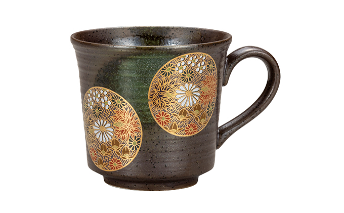 九谷焼　 マグカップ　金花詰　a04 