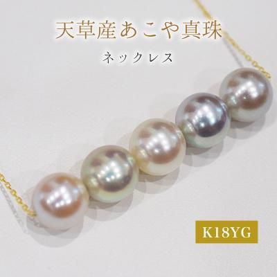 ふるさと納税 天草市 あこや真珠 ナチュラル 無調色 ネックレス 8mm - 8.5mm K18YG_S101-415