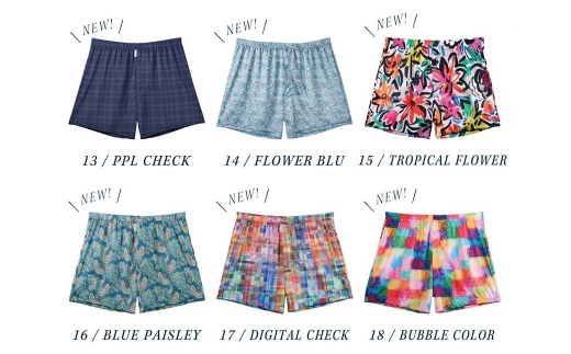 メンズ 下着 ショート トランクス Lサイズ 2枚 / 特別色 / 15 Tropical flower×18 Bubble color / ZIVANE ジバン / 締め付け感の無い / 専用BOX付き アンダーウェア