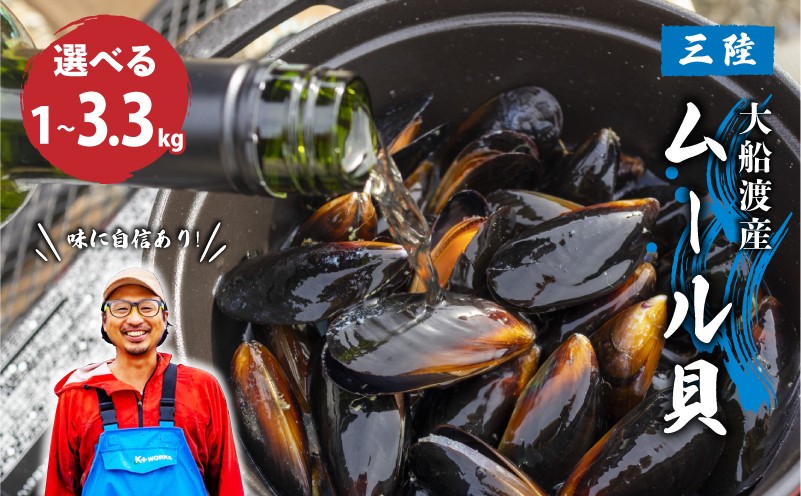 
                  【10月～12月発送】先行予約 国産 活ムール貝 選べる 1kg～3.3kg ★2026年10月~発送予定★ ムール貝 ムラサキ貝 殻付き 新鮮 産地直送 旬 三陸 岩手県 大船渡市 5000円 5千円 五千円 5000円以下 5000円以内
                