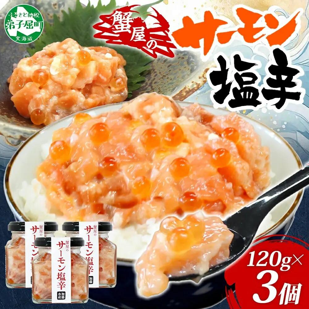 サーモン塩辛 120g 3個 数量限定 小分け サーモン 鮭 さけ サケ いくら 漬け おつまみ アレンジ 海鮮 ご飯のお供 グルメ 冷凍 送料無料 瓶 ギフト 贈り物 プレゼント 北海道 弟子屈町 3113