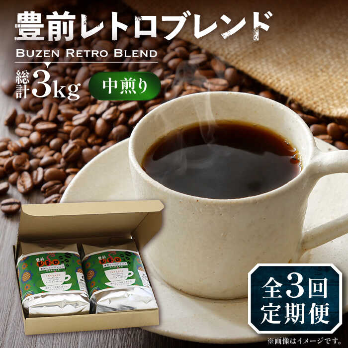 【ふるさと納税】【全3回定期便】豊前 レトロ ブレンド コーヒー 500g×2 ( 中煎り )《豊前市》【稲垣珈琲】[VAS161] 飲み物 ドリンク 珈琲 焙煎 人気 コーヒー 豆 粉 49000 49000円