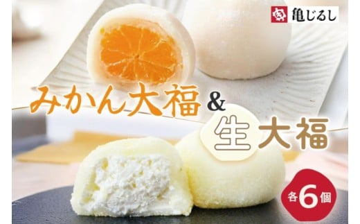 ゆず香るみかん大福 ふわふわクリーミー生大福プレーン 各6個入り【フルーツ 生大福 大福 餅 スイーツ あんこ クリーム おやつ 手土産 メディア掲載 お取り寄せ ギフト グルメ 贈答 冷凍 亀印製菓
