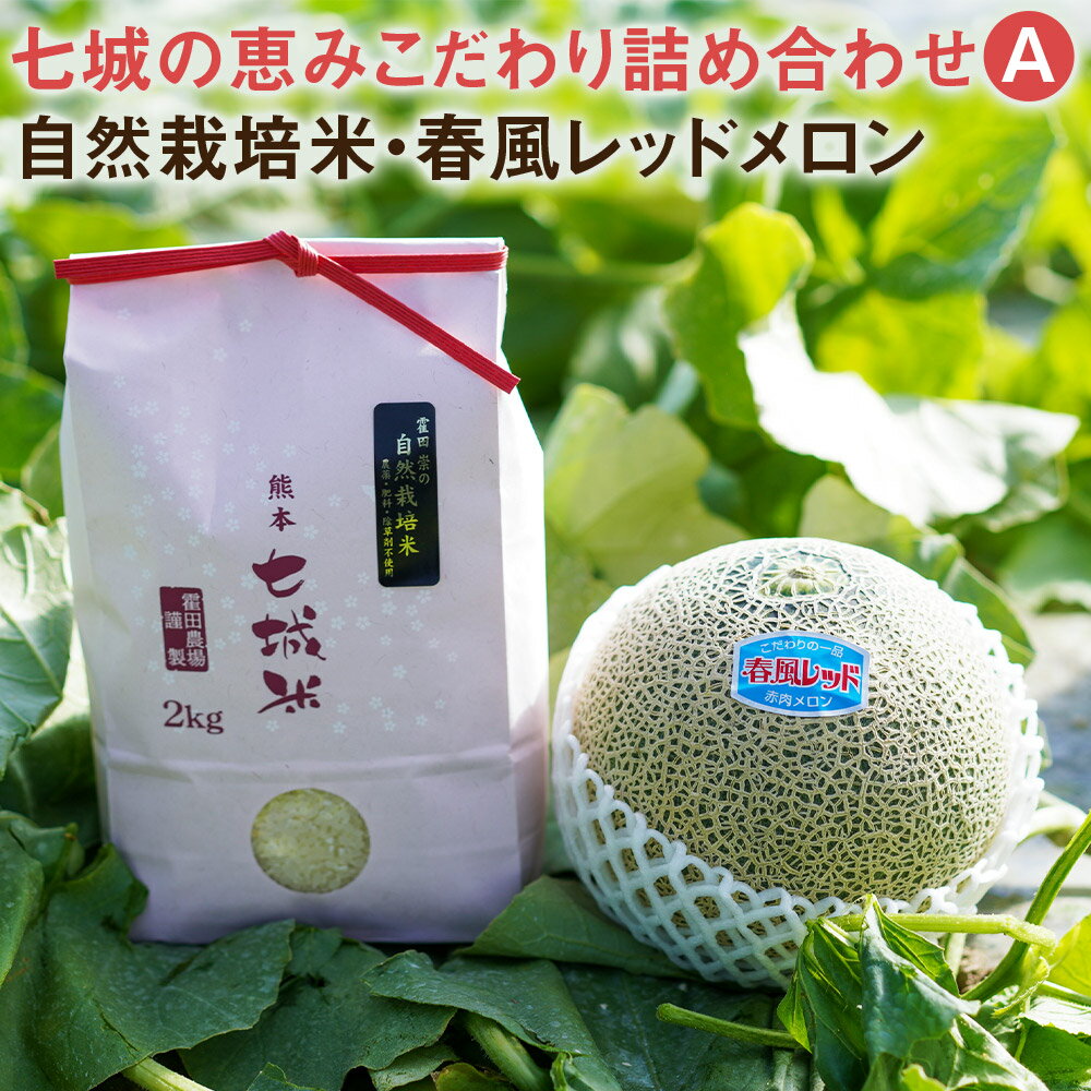 【ふるさと納税】七城の恵みこだわり詰め合わせA 自然栽培米2kg 春風レッドメロン1玉 セット お米 精米 白米 ヒノヒカリ メロン 果物 フルーツ 熊本県産 九州産 送料無料【2026年5月上旬～5月下旬に順次発送予定】