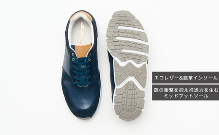MIDFOOT ( ミッドフッド ) 紳士靴 レザースニーカー MF001JM ( ネイビー ) 4E　【 ファッション 靴 シューズ スニーカー メンズ 】 【 お洒落 レザーシューズ エコレザー 
