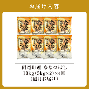 【隔月！定期便全4回】  北海道産 ななつぼし 精米 10kg 4回 特A 雨竜町 お米 米 厳選 人気
