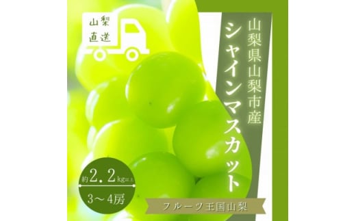 ＜2025年 先行受付＞フルーツ王国 山梨県産　シャインマスカット　3房～4房 2.2kg以上【1362278】