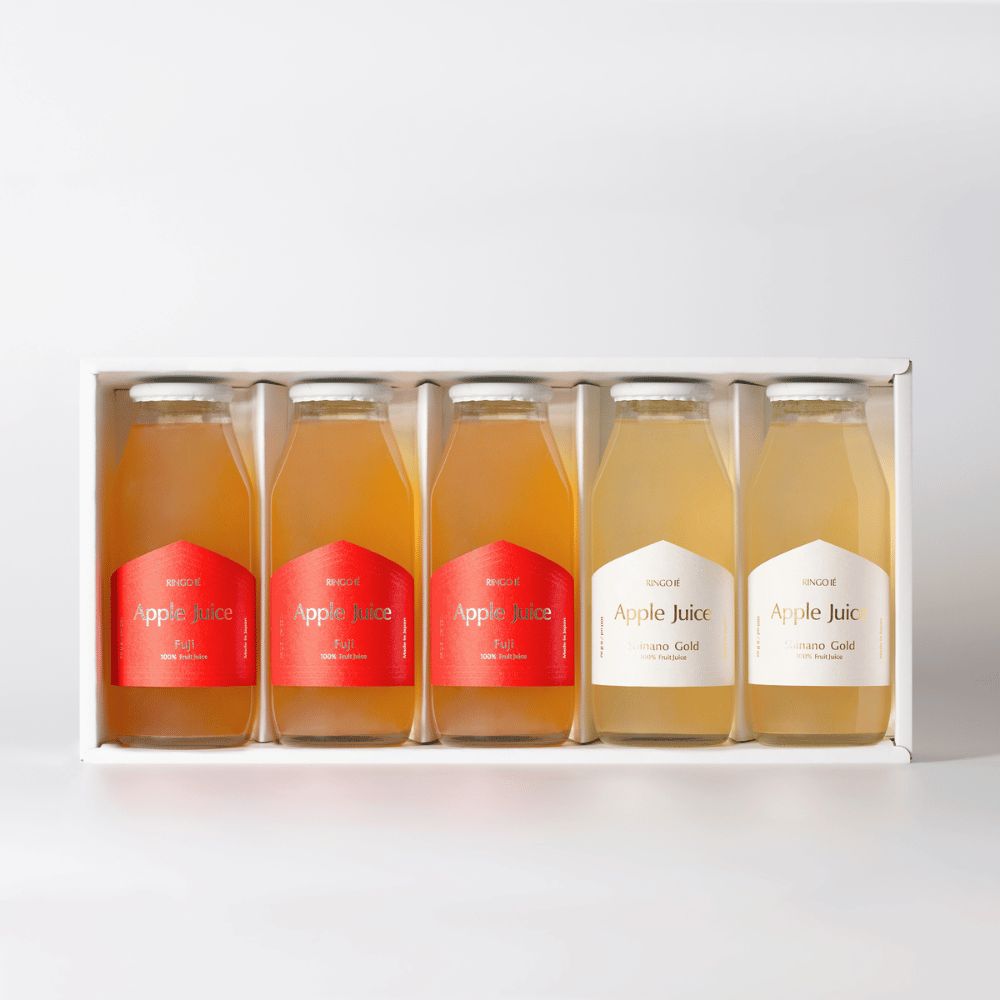 【ふるさと納税】RINGO IE Apple Juice ギフトセット 180ml 5本 ( リンゴイエ りんご ジュース 山形県産 果汁 100% 無添加 ストレート 180ml ふじ ・ シナノゴールド 果汁 フルーツ 飲料 瓶ジュース アップル 数量限定 ) 飲み比べ りんごジュース リンゴジュース ギフト