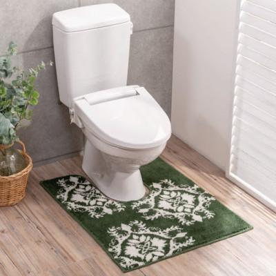 ふるさと納税 海南市 さりげなく開運リーフ柄耳長トイレマット　グリーン