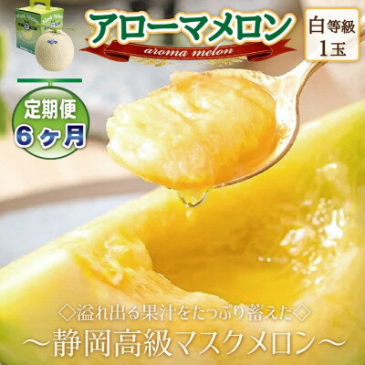 【ふるさと納税】【毎月定期便】アローマメロン1玉(約1.0kg以上/玉)【静岡高級マスクメロン】 全6回_ メロン めろん アローマメロン 定期便 化粧箱 全6回 果物 くだもの フルーツ デザート 産直 産地直送 静岡県 送料無料 【配送不可地域：離島・北海道・沖縄県】【4051489】