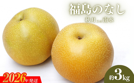 No.2185福島のなし　秋月または南水　約3kg【2026年発送 先行予約】