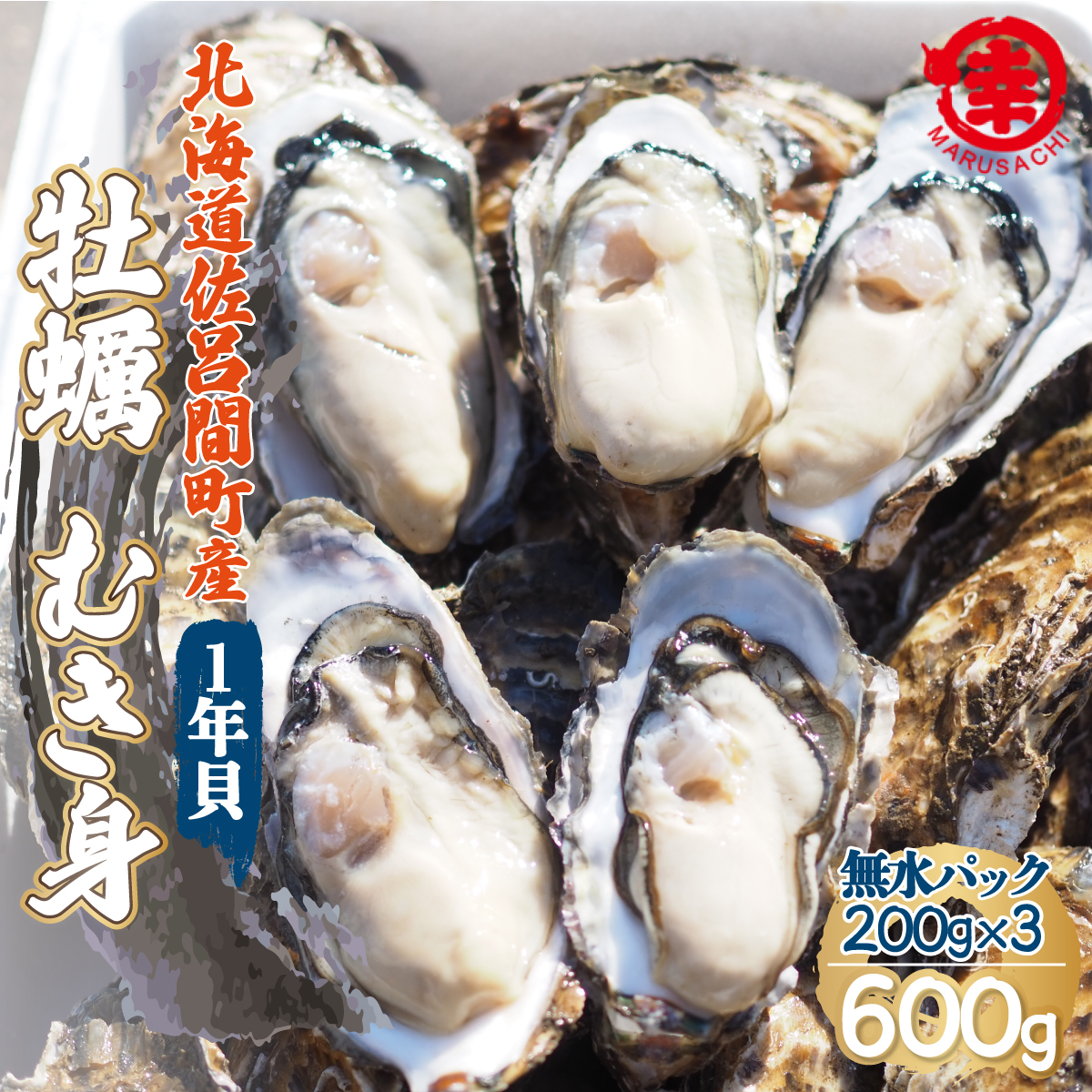 【先行予約】カキ むき身 1年貝 600g（200g無水パック×3） 佐呂間産（2024年10月中旬より発送） SRMA014