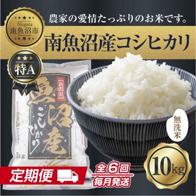 ふるさと納税 南魚沼市 【毎月定期便】無洗米 南魚沼産 コシヒカリ 精米 10kg(美味しい炊き方ガイド付)全6回