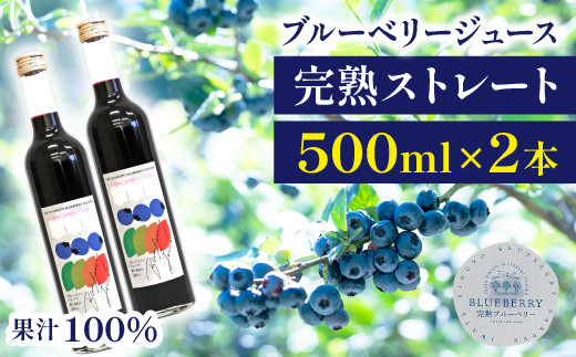 
ブルーベリージュース ＜500ml 2本セット＞ ストレート果汁100％ 【岩手林業】 / ブルーベリー フルーツジュース くだもの 果物
