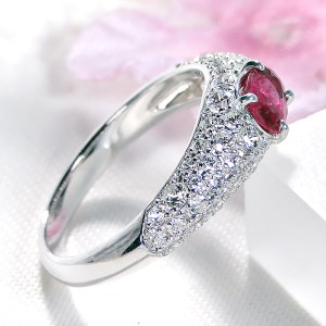 90-9-3 指輪 PT900 プラチナ リング ルビー ダイヤモンド 0.85ct パヴェ ダイヤ 【f158-pt】