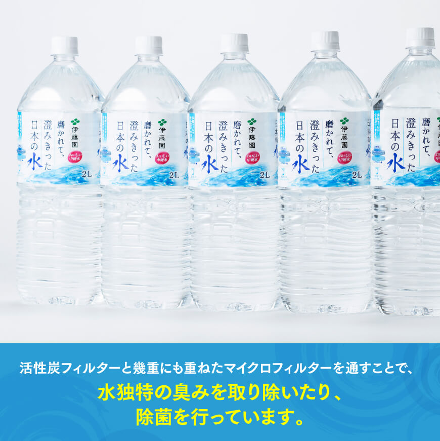 【9ヶ月定期便】伊藤園 PET磨かれて、澄みきった日本の水 宮崎 2L×6本×2ケース【ミネラルウォーター 飲料 ソフトドリンク ペットボトル】