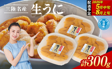 【無添加】生うに 100g 3パック 三陸産 長根水産 【2027年5月中旬以降発送 】 国産 三陸山田 岩手県 山田町 三陸 旬 うに 無添加 ウニ 雲丹 うに丼 無添加ウニ キタムラサキウニ 特選 ミョウバン不使用