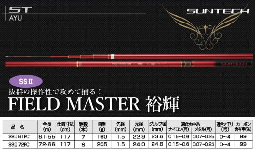 【日本製・鮎竿】FIELD MASTER 裕輝 SSⅡ 61RC（198-2）
