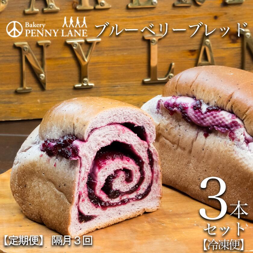 【ふるさと納税】【隔月3回配送定期便】ペニーレインのブルーベリーブレッド3本セット | 茨城県 つくば市 パン パン屋 茨城県 つくば市 ブルーベリー 冷凍パン お取り寄せ 人気 おすすめ ベーカリー グルメ プレゼント レストラン ドッグラン 冷凍 冷凍便 定期便
